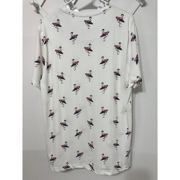 New Denim & Flower Woman's White Flamingo Surfboard Shirt American Flag USA  XL - Picture 5 of 10
